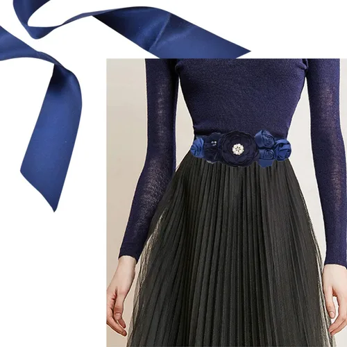 Miniatura 3 de Bridesmaid Waist Band Flower Satin Bridal Waist Belt for WeddingPartyBridal dress