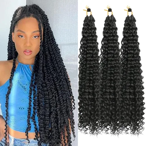Miniatura 50 de 3 trenzas de ganchillo Passion Twist, cabello sintético preseparado para trenzar de 14 pulgadas, 3 paquetes de cabello trenzado pretrenzado