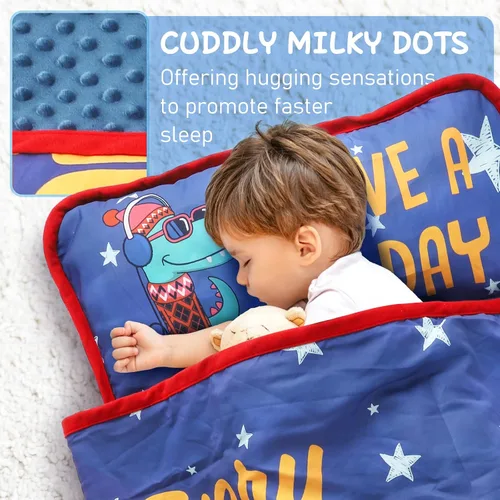 Miniatura 2 de TANOSHII® Tapete para siesta para niños pequeños con almohada y manta, tapete portátil para dormir para niños, para guardería, preescolar, 21 x 53