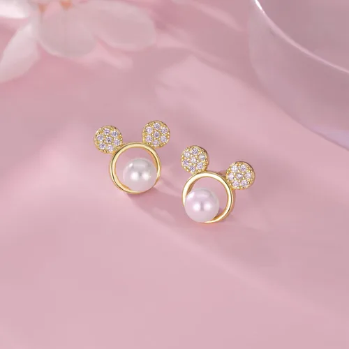 Miniatura 4 de SLUYNZ Solid 925 Sterling Silver Sparkling CZ Mouse Studs Earrings for Women Teens Cute Mouse Earrings