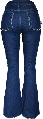 Miniatura 2 de Aodrusa - Jeans para mujer con dobladillo sin rematar acampanados hechos con parches
