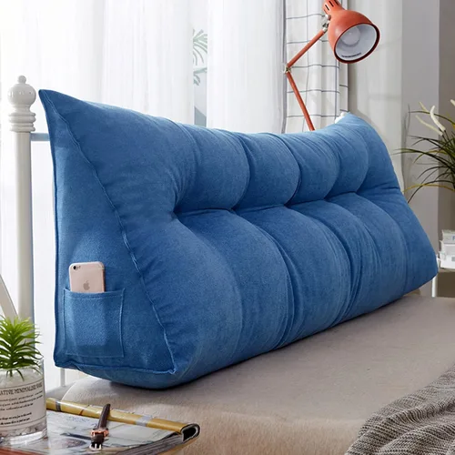 Miniatura 15 de Almohada triangular para cabecero, almohada de cuña de lectura, cojín de cabecero, almohada de respaldo para día, cama, litera, funda extraíble Negro