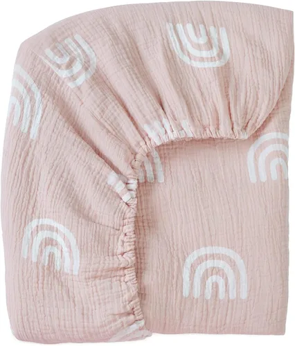 Miniatura 22 de Meracorallo Sábana bajera ajustable de muselina para cuna, suave y transpirable, para colchones estándar para cuna y niños pequeños (niebla)