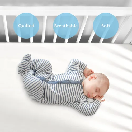 Miniatura 4 de Sábana decorativa para cuna, sábana bajera ajustable de microfibra para cuna para bebés y niños pequeños, 28 x 52 x 8 pulgadas, juego de sábanas