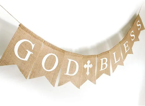 Miniatura 2 de CHRORINE Cartel de Bautismo de God Bless para niños, decoraciones de confirmación de la primera comunión, suministros para fiesta de bautismo de Azul