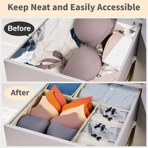 Miniatura 3 de Criusia Organizador de cajones de ropa, paquete de 8 organizadores de cajones para ropa interior, caja de almacenamiento de tela plegable