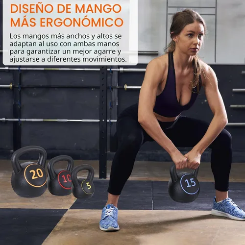 Miniatura 4 de F2C - Juego de pesas rusas de 4 piezas, juego de pesas para entrenamiento de fuerza, pesas rusas de 5 libras, 10 libras, 15 libras, 20 libras, pesas