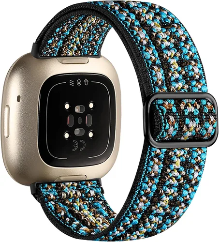 Miniatura 22 de Maledan Banda de Repuesto para Correas Fitbit Sense Hombres Mujeres, Correa de Reloj Elástica de Nylon Transpirable Suave para Versa 3/Versa 4