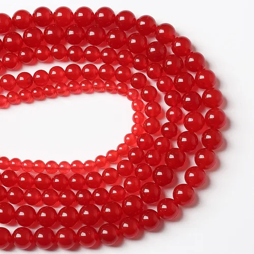 Miniatura 3 de 36 cuentas de calcedonia de jade rojo natural de 25/64 pulgadas (0.394 in), redondas sueltas, piedras preciosas energéticas curativas, para hacer