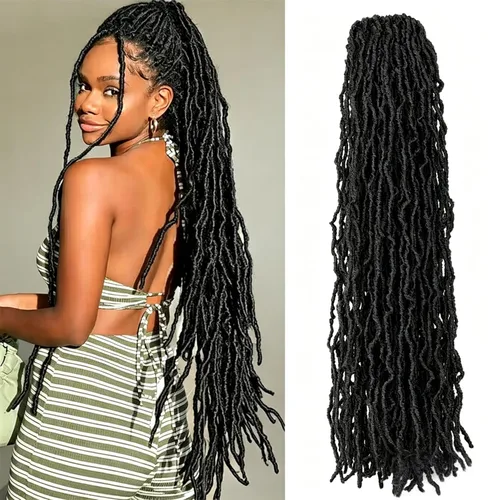Miniatura 26 de 6 Paquetes Soft Locs Cabello de Ganchillo Pre Looped Faux Locs Trenzas de Ganchillo Goddess Locs Dreadlocs Cabello Sintético Para Mujeres Negras 1b