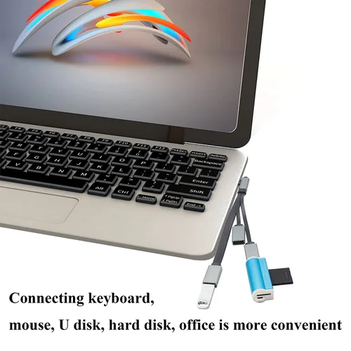 Miniatura 4 de Ángulo recto tipo C 3.0 macho a 1 USB 3.0 A hembra+2 USB 2.0 A hembra OTG Cable USB C a USB A de 90 grados de datos y carga OTG Cable divisor