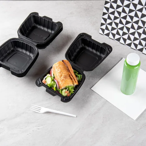Miniatura 8 de Restaurantware Thermo Tek - Recipientes para llevar rellenos de minerales de 6 x 6 x 3 pulgadas, 100 recipientes duraderos para llevar, contenedores