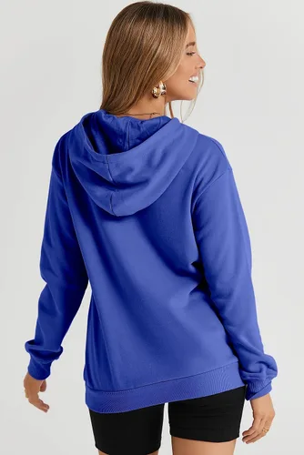Miniatura 6 de SHEWIN - Sudadera casual con capucha de manga larga para mujer, ligera, color liso, holgada, con bolsillo