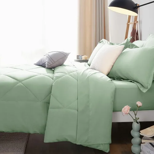 Miniatura 266 de CozyLux Juego de edredón tamaño King, color naranja quemado, toda la ropa de cama en una sola bolsa, 7 piezas: edredón, fundas de almohada