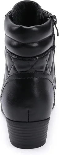 Miniatura 4 de CentroPoint Botines militares de tacón de bloque para mujer, botas de combate de cuero, botines de moda
