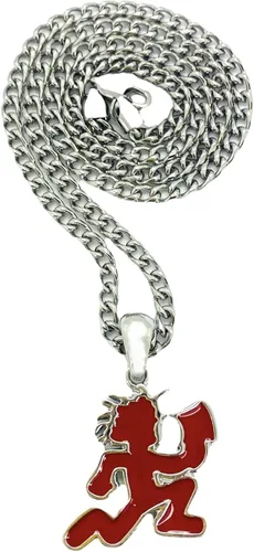 Shiny Jewelers USA COLGANTE HIP HOP HOP PARA HOP ORO PLATA NEGRO GRANDE CON CADENA CUBANA DE 0.197 in (RojoPlata), No es una piedra preciosa