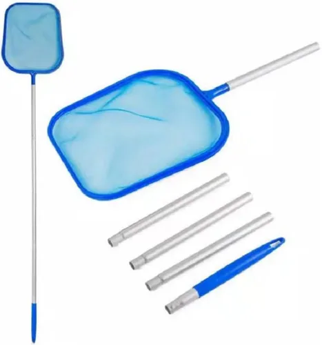 Miniatura 4 de Red de desnatador de hojas para piscina, poste multisegmento de 60 pulgadas (5 conectores de acero inoxidable), ligera, fácil de usar, bolsa
