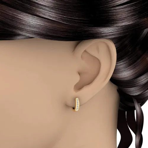 Miniatura 3 de Aretes de aro de diamantes con diseño de canal de 14 quilates en oro de 10 quilates, con certificación IGI