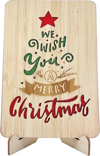 Miniatura 21 de 67 divertidas tarjetas de madera de Navidad, Ho Merry Chaos‑Mas, interior rojo en blanco para mensaje personalizado, regalo para familiares