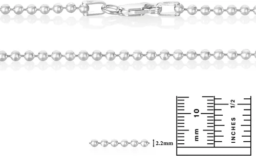 Miniatura 3 de 1mm-5mm Solid .925 Sterling Silver Ball Military Chain Necklace or Bracelet