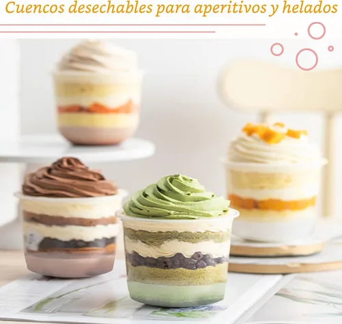 Miniatura 3 de Alaeseje Paquete de 50 Vasos Desechables de Plástico Transparente de 8oz con Tapas de Cúpula (Agujero en la Tapa), Vasos de Postre PET, Cuencos