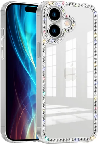 Miniatura 11 de Funda para iPhone 15, diseño de diamantes de imitación con purpurina, bonita para niñas y mujeres, con purpurina brillante y gemas de diseño