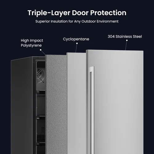 Miniatura 6 de Yeego Refrigerador de bebidas de 15 pulgadas, enfriador de bebidas para 100 latas con bloqueo y descongelación automática, nevera de bebidas