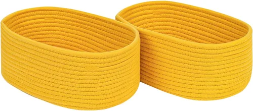 Miniatura 22 de CubesLand Cesta rectangular de organización/almacenamiento, cestas tejidas de cuerda de algodón natural para organizar, cesta pequeña para niños