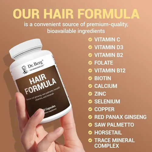 Miniatura 11 de Dr. Berg's Vitaminas todo en uno para el crecimiento del cabello para hombres y mujeres – Fórmula avanzada para el cabello incluye biotina, palma