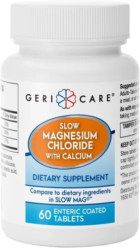 Gericare Cloruro de magnesio lento | Tabletas de calcio de Geri-Care | Suplemento nutricional | Botella de 60 unidades (paquete de 1)