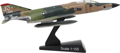 Miniatura 4 de Daron F-4 Phantom II™ Modelo de camuflaje fundido a presión del sudeste asiático, réplica de caza-bombardero supersónico a escala 1:155 con soporte