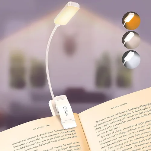 Miniatura 14 de Gritin Luz de Lectura Recargable de 9 LED para Leer en la Cama - Cuidado de los Ojos 3 Temperaturas de Color, Brillo de Atenuación Continua, 80