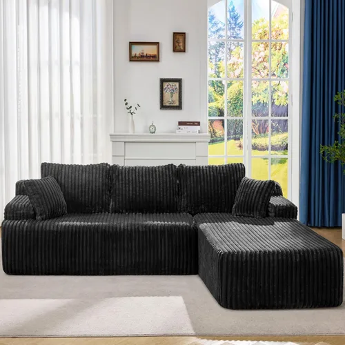 Miniatura 15 de Hobestluk Sofá modular modular sin hueso, sofá en forma de L, sofá modular de 3 asientos, sofá modular de espuma viscoelástica para muebles de sala