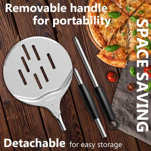 Miniatura 6 de Pizza Peel & Turner, espátula para pizza de 9 pulgadas con mango extensible (26-36 pulgadas de longitud)