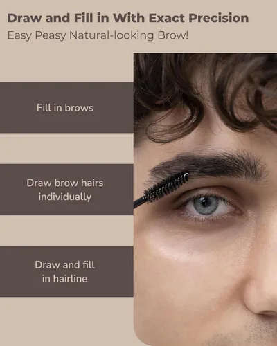 Miniatura 4 de OBgE Easy Pencil Brow (gris oscuro, 0.003 onzas), lápiz de cejas ultra fino con cepillo para dar forma precisa y sin esfuerzo. Color natural