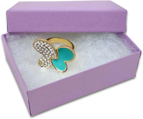 Miniatura 15 de TheDisplayGuys - Paquete de 100 cajas de cartón rellenas de algodón #10 para joyas, color morado lavanda (1.9 x 1.3 x 0.7 pulgadas), para envío