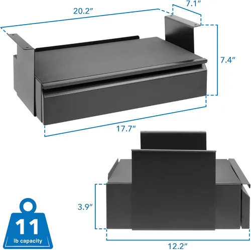 Miniatura 3 de Mount-It! Kit de cajón extraíble para debajo del escritorio con estante para laptop y tablet, organizador de almacenamiento de oficina, se monta