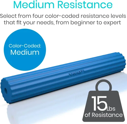 Miniatura 3 de Vive Barra de terapia flexible para alivio del codo de tenis (mediana), ayuda a la terapia física, mejora la tendinitis y la fuerza de agarre, azul