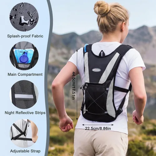 Miniatura 2 de KUYOU Running Hydration Vest - Lightweight Insulated Hydration Backpack with 2L Water Bladder, Adjustable Chest Straps and Reflective Water Backpack