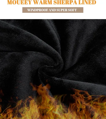 Miniatura 22 de MOUEEY Pantalones deportivos súper cálidos con forro de sherpa para mujer, pantalones deportivos de forro polar con bolsillos con cremallera