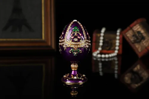 Miniatura 5 de QIFU Caja de baratijas estilo vintage pintada a mano con esmalte rico y diamantes de imitación brillantes, regalo único para la familia (QF3388)