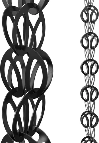 Miniatura 8 de Rain Chains Direct - Cadena de lluvia de eslabones de canal - 8.5 pies - Aluminio duradero con recubrimiento en polvo negro - Cadenas de lluvia