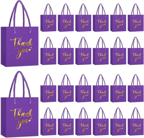 Honoson 30 mini bolsas de regalo con asa de 4 x 2.75 x 4.5 pulgadas, pequeña bolsa de agradecimiento para boda, baby shower, cumpleaños, graduación
