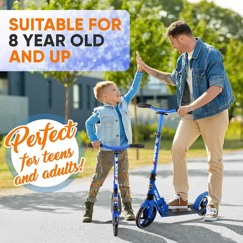 Miniatura 7 de Hurtle Renegade Kick Scooter for Kids, Teenagers & Adults - 2-Wheel Folding Scooter with Adjustable T-Bar Handlebar - Alloy Anti-Slip Deck Azul