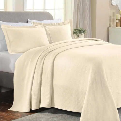 Miniatura 12 de Cubrecama doble Superior Diamond Solitaire de algodón de primera calidad Jacquard Matelassé con fundas de almohada a tono, color aguamarina, Blanco
