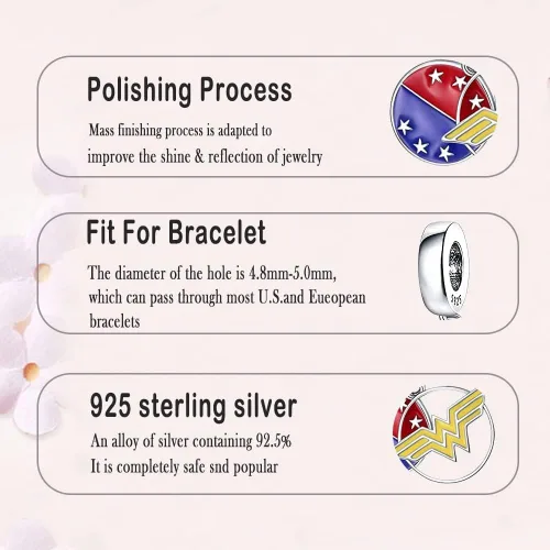 Miniatura 4 de LNQOBU Dijes de plata de ley 925 para pulseras y collares para mujeres y niñas (con una cuenta espaciadora)