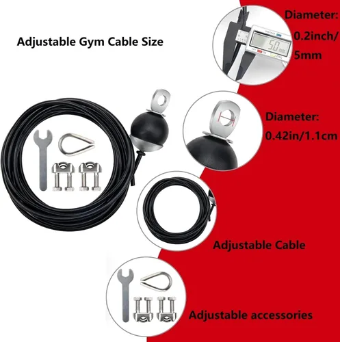 Miniatura 4 de Cable de Polea de Fitness Ajustable, Accesorios de Máquina de Cable de Repuesto, Accesorios de Polea de Cable para Gimnasio - Cable de Alambre