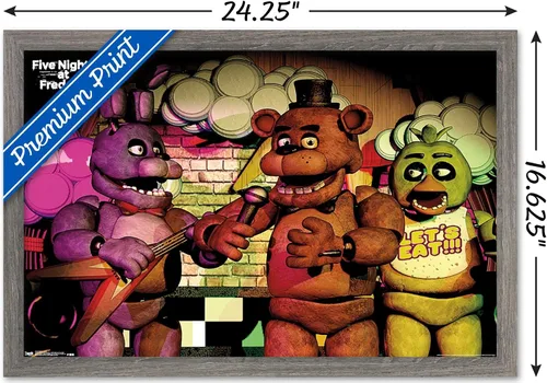 Miniatura 3 de Trends International Five Nights at Freddy's - Póster de pared de banda, 14.725 x 22.375 pulgadas, versión enmarcada de madera de granero