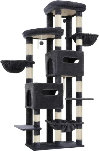 Miniatura 4 de Heybly Árbol para gatos, torre de gato amplia y alta de 74.8 pulgadas para gatos grandes, muebles para gatos con percha superior grande, base