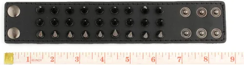 Miniatura 7 de MILAKOO 2 pulseras negras para cinturón, cuerda de cuero, pulsera punk rock negra de 6 a 8 pulgadas